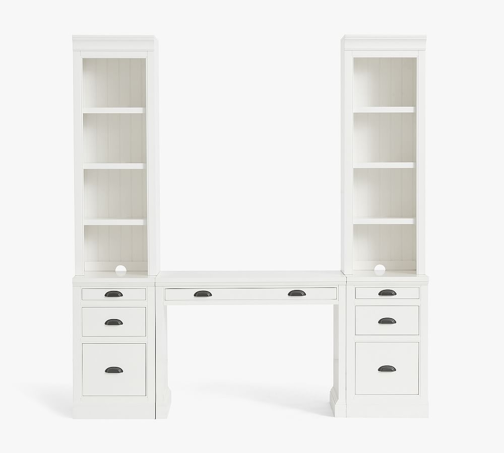 Aubrey 78" Desk with File Cabinets, Dutch White - Image 0