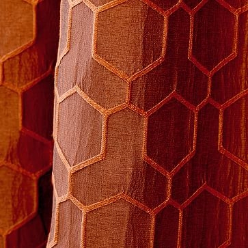 Honeycomb Jacquard Curtain, Burnt Copper, 48"x84" - Image 1