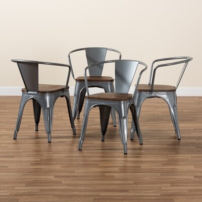 Ryland Modern Industrial Brown Metal And Walnut Brown Finished Wood 4-Piece Dining Chair Set - Image 0