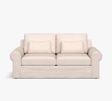 Big Sur Roll Arm Slipcovered Deep Seat Grand Sofa 106", Down Blend Wrapped Cushions, Performance Heathered Basketweave Dove - Image 2