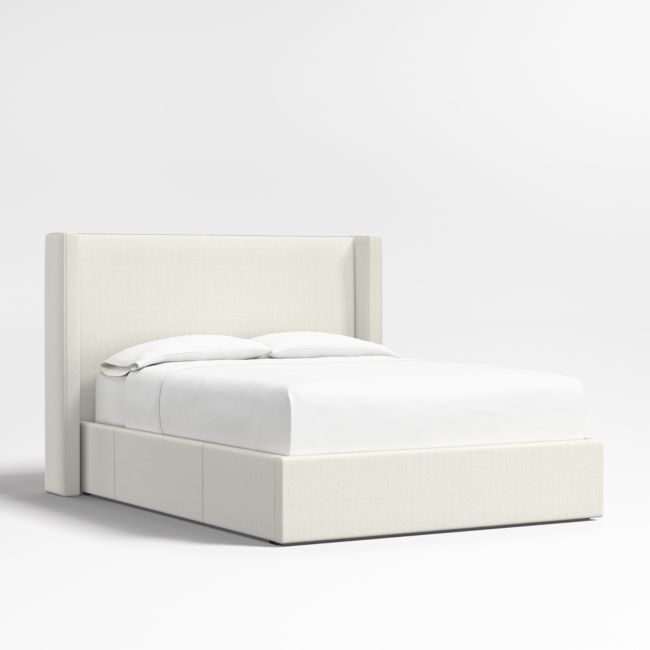 Arden 52" Ivory Queen Upholstered Headboard with Storage Bed Base - Image 0