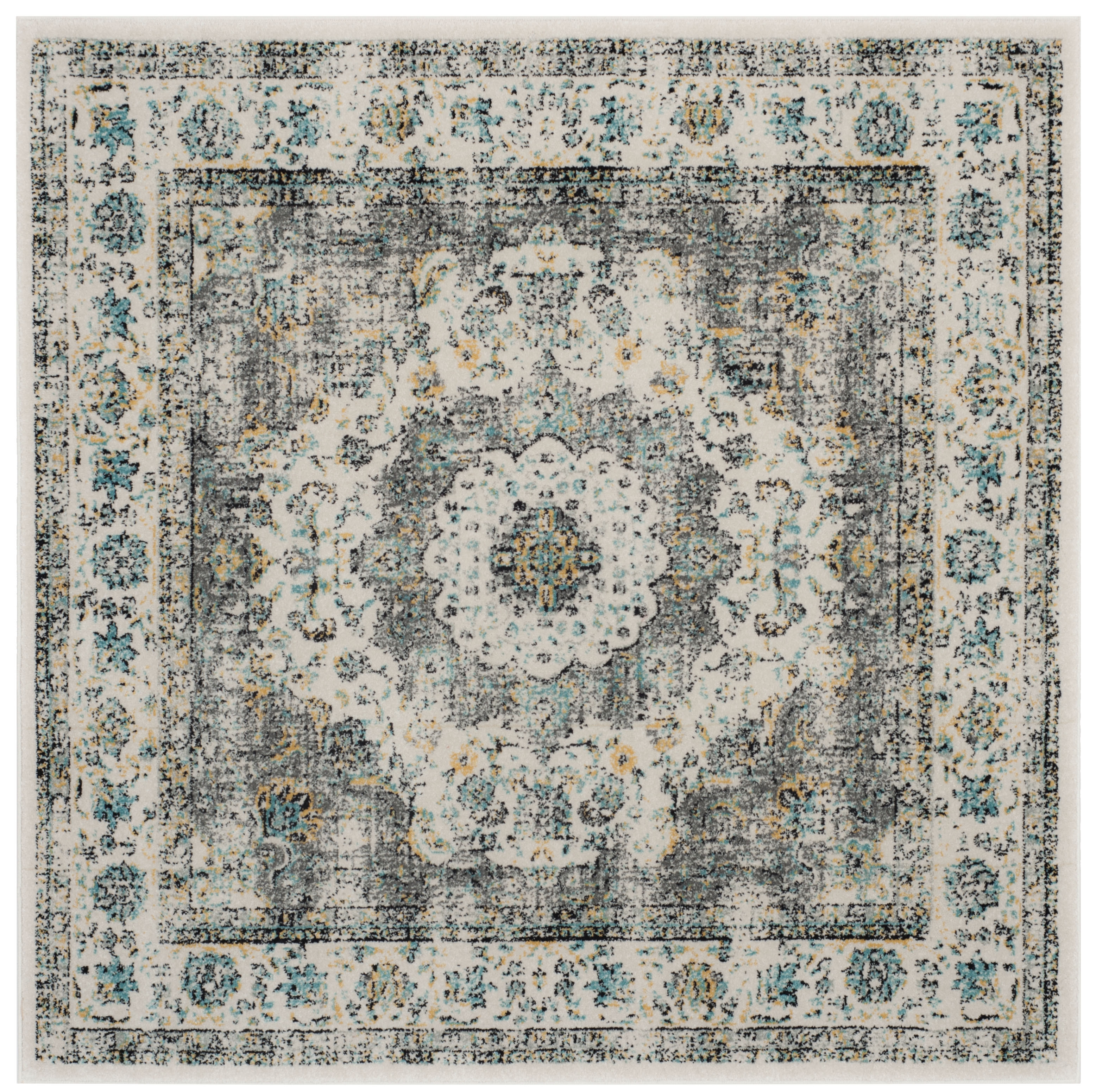 Arlo Home Woven Area Rug, EVK220B, Grey/Gold,  6' 7" X 6' 7" Square - Image 0