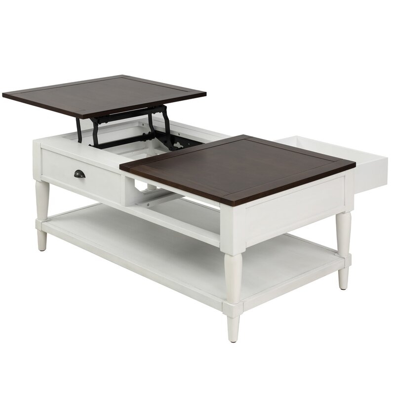 Sartell Lift Top Coffee Table with Storage, White - Image 3