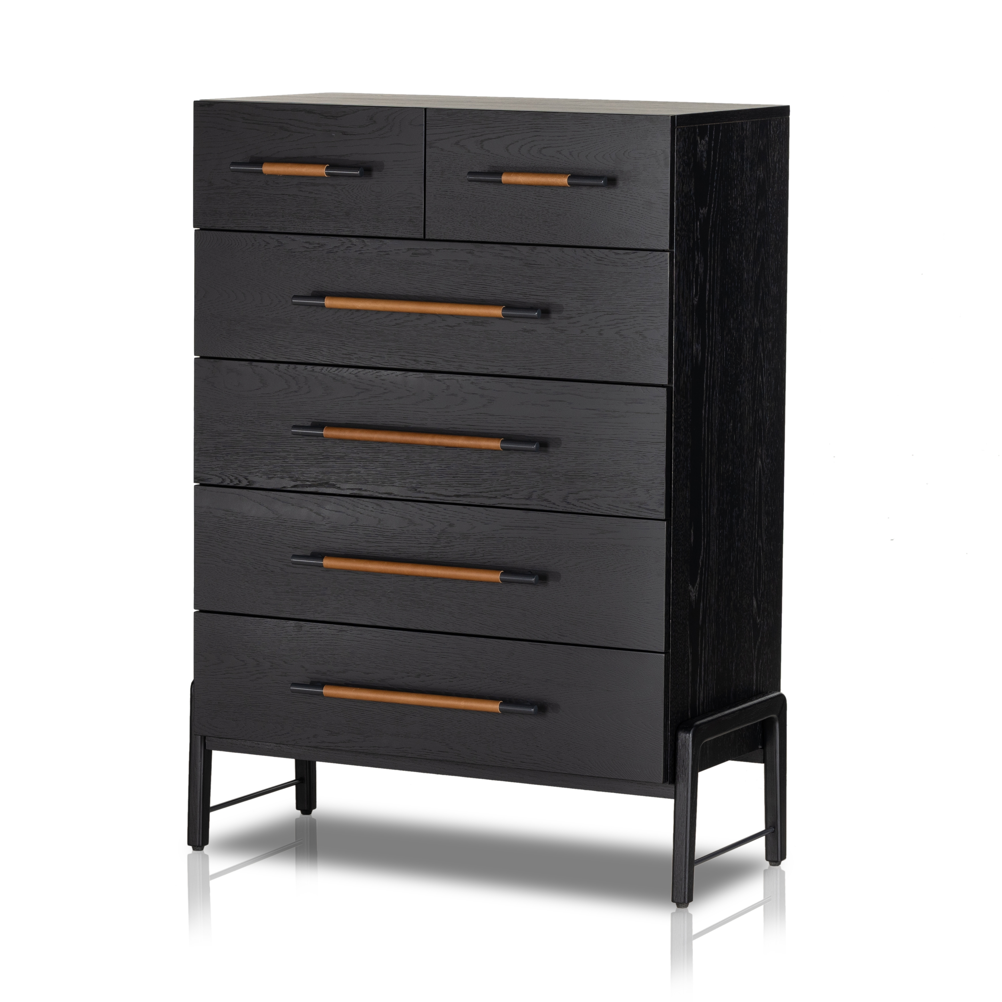 Rosedale 6 Drawer Tall Dresser-Ebony Oak - Image 1