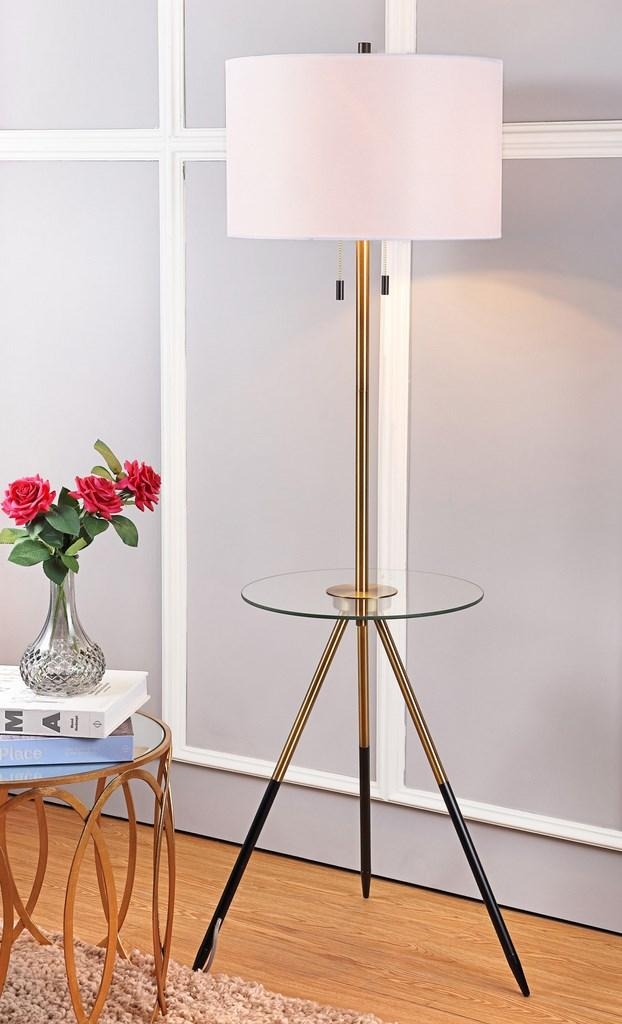 Morrison Floor Lamp Side Table - Gold/Black - Arlo Home - Image 2