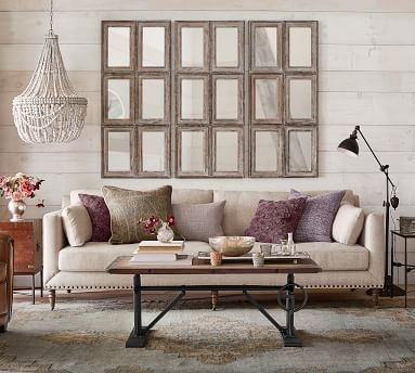 Tallulah Upholstered Sofa 84", Down Blend Wrapped Cushions, Performance Heathered Basketweave Dove - Image 3