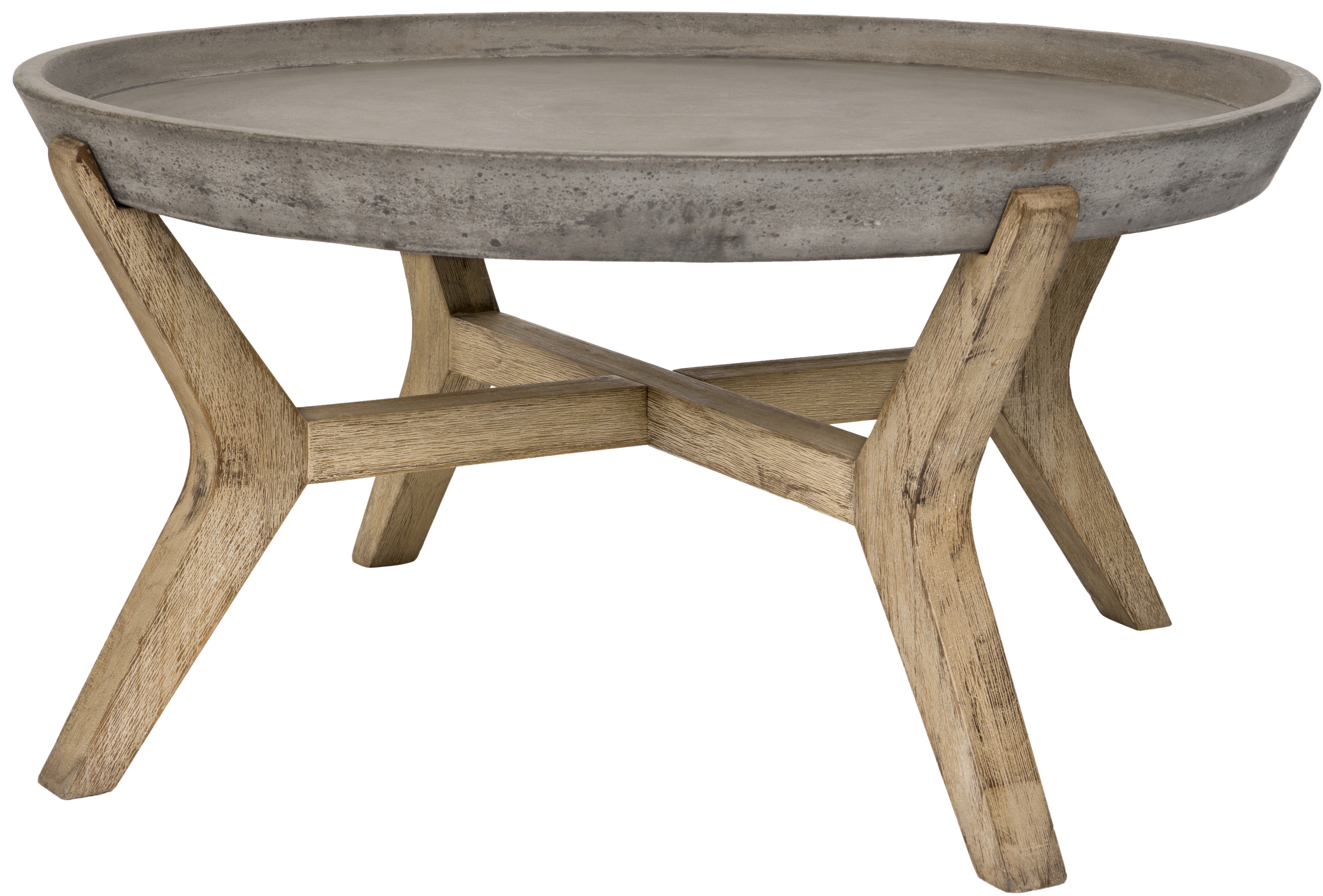 Wynn Indoor/Outdoor Modern Concrete Round 18.1-Inch H Coffee Table - Dark Grey - Safavieh - Image 0
