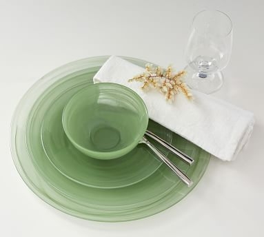 Alabaster Glass Dinner Plates, Set of 4 - Green - Image 1