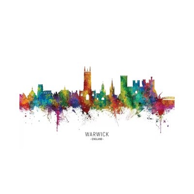 Warwick England Skyline City Name by Michael Tompsett - Wrapped Canvas Graphic Art Print - Image 0