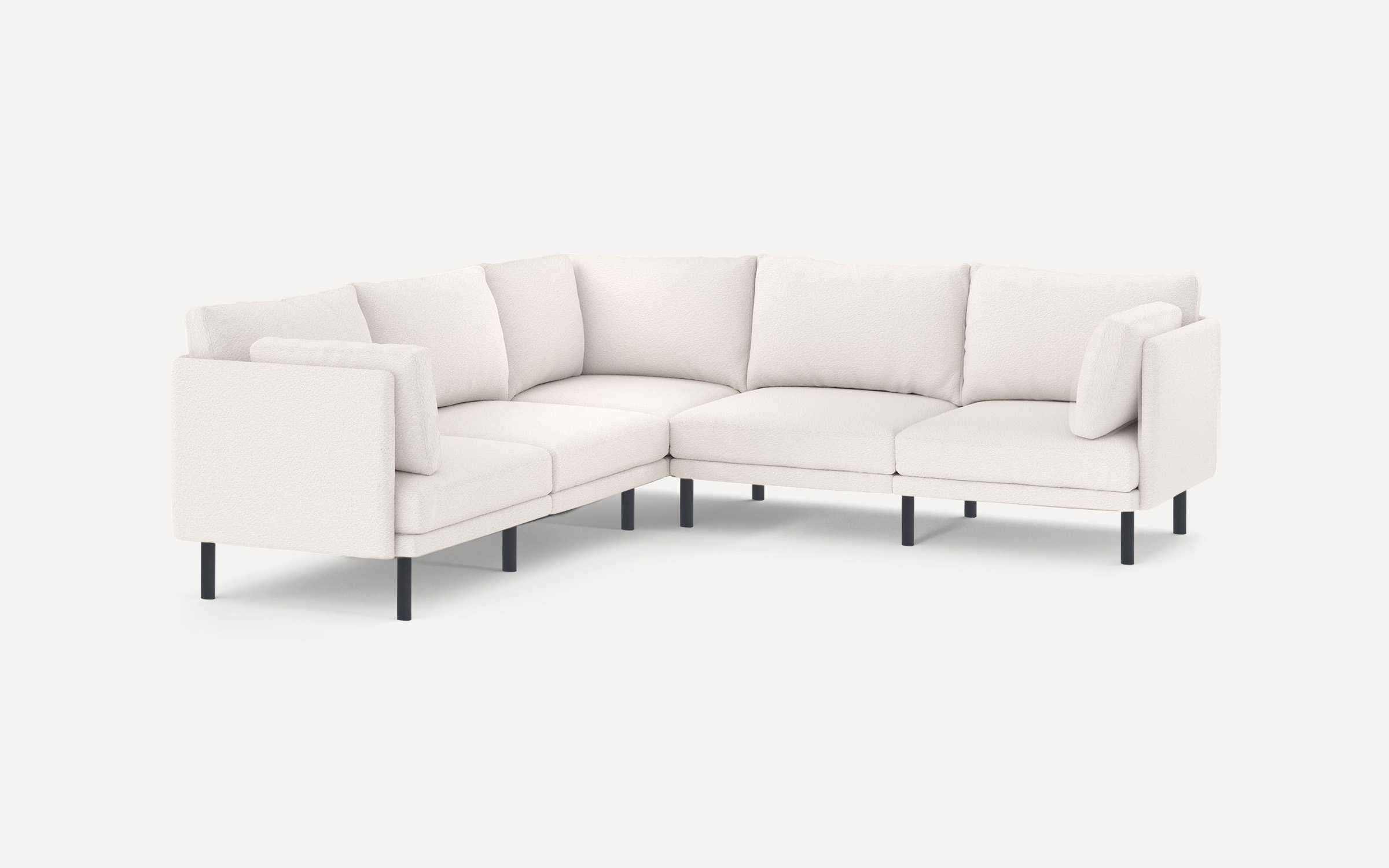 Field 5-Piece Sectional - Ivory - Performance Boucle / Black - Metal - Image 0