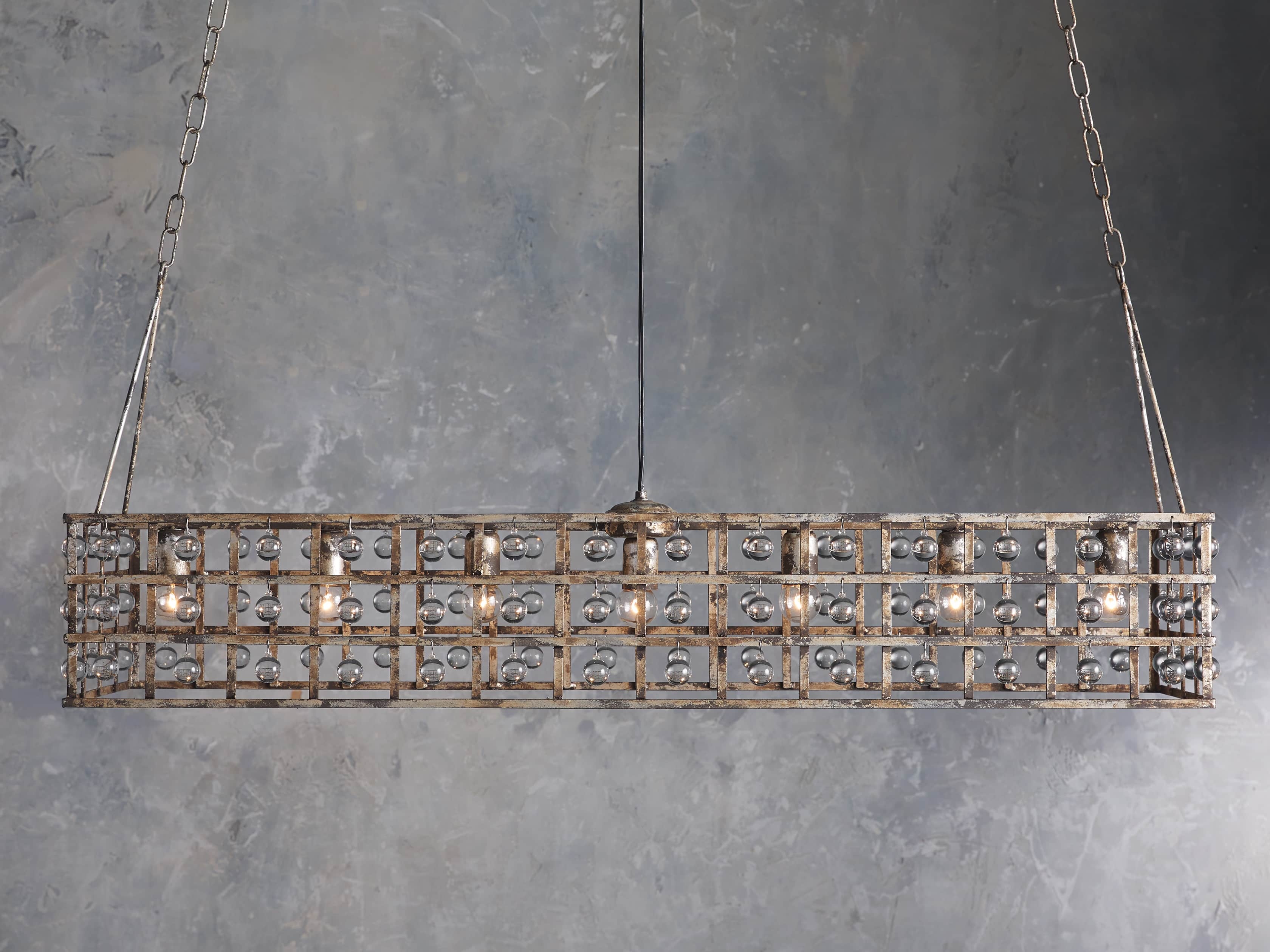 La Cage Rectangular Chandelier in Crystal Silver  Clay - Image 0
