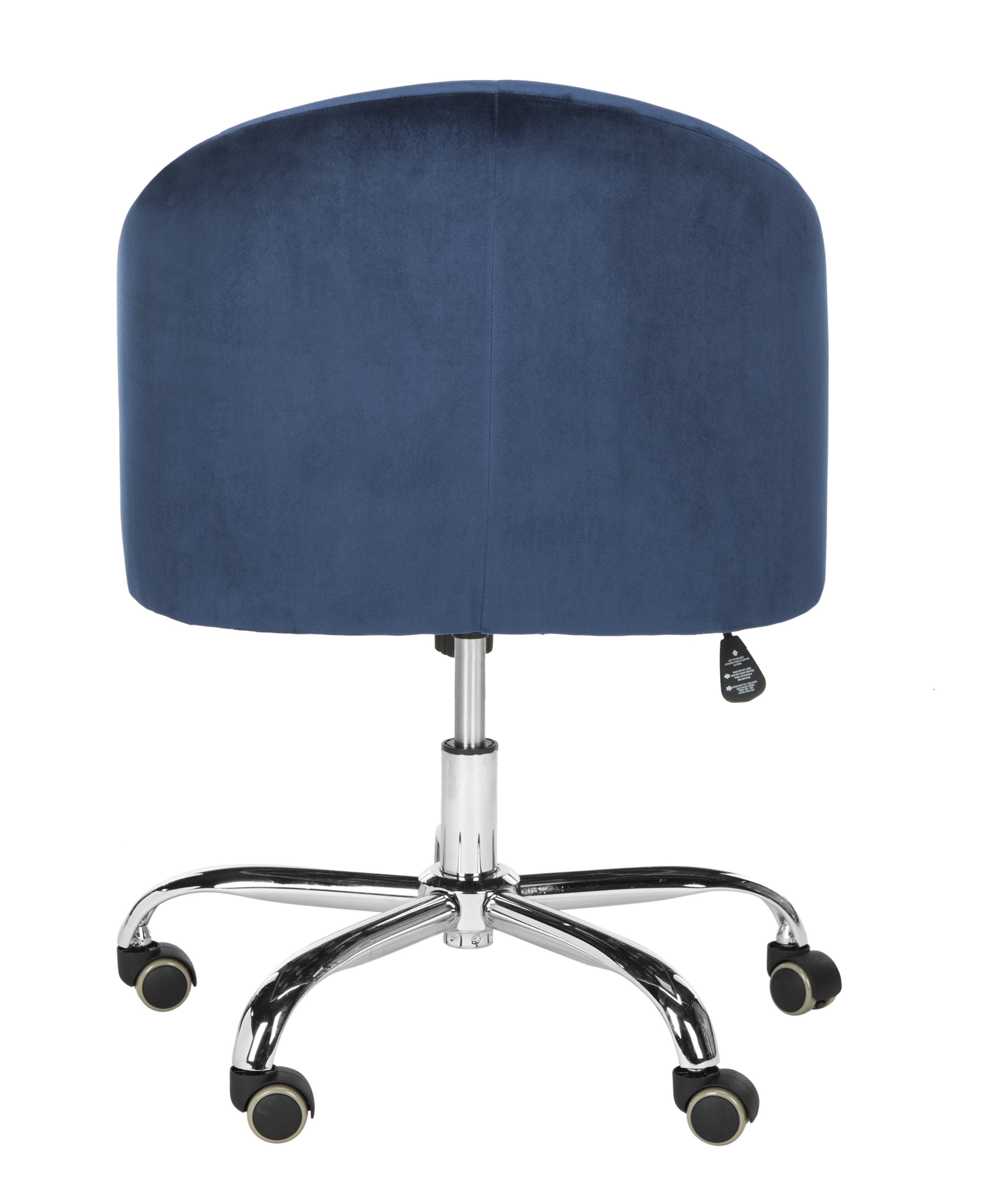 Amy Tufted Velvet Chrome Leg Swivel Office Chair - Navy/Chrome - Safavieh - Image 3
