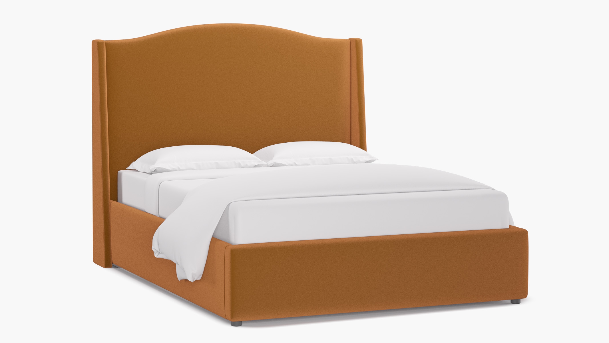 Curved Wingback Bed, Marigold Performance Velvet, Queen - Image 1
