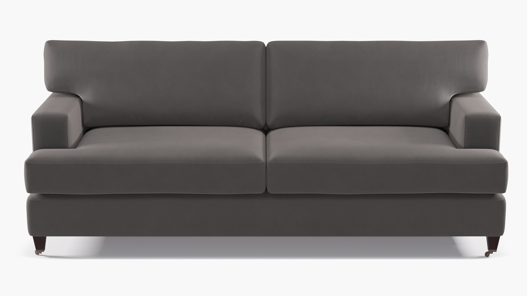 Classic Sofa, French Grey Velvet, Espresso - Image 0