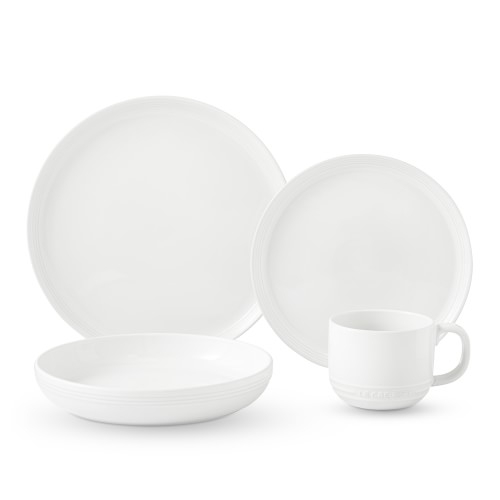 Le Creuset San Francisco Coupe 16-Piece Dinnerware Set with Pasta Bowl, White - Image 0