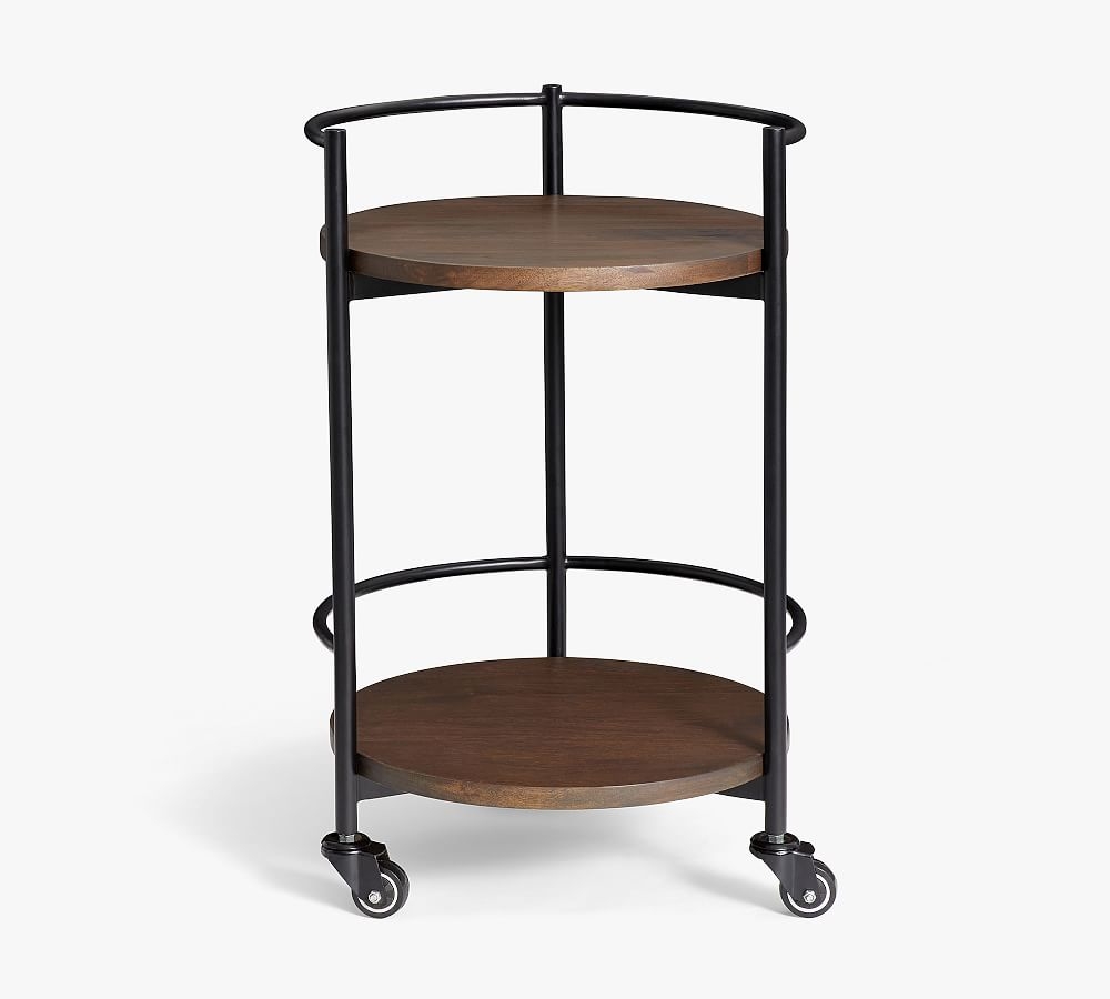 Warren 17.5" Round Bar Cart, Dark Umber - Image 0