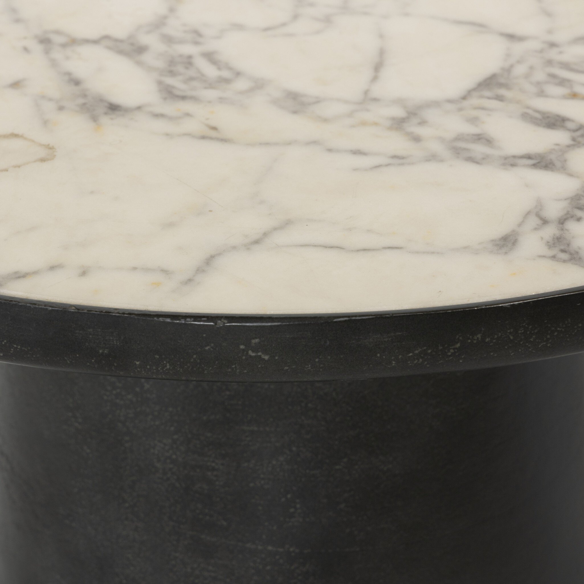 Balboa Outdoor End Table - Veined White Marble - Image 9