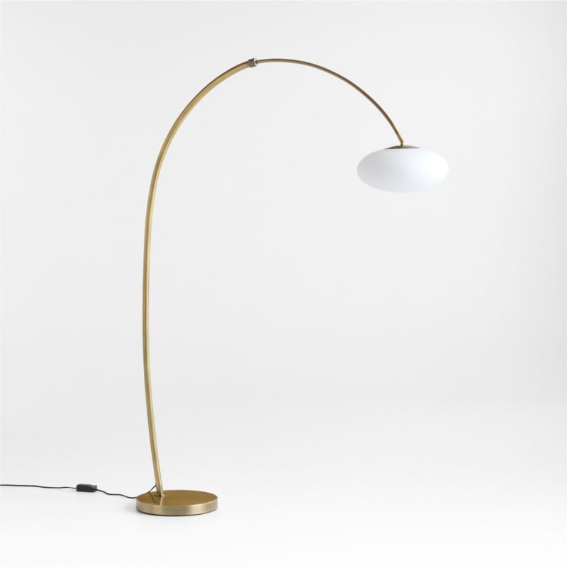 Moon Brass Arc Floor Lamp with Glass Shade - Image 2