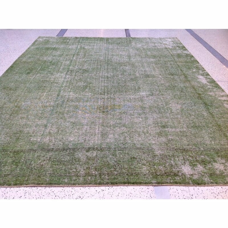 Aga John Oriental Rugs One-of-a-Kind Hand-Knotted 9'11" x 12'9" Wool Green Area Rug - Image 0