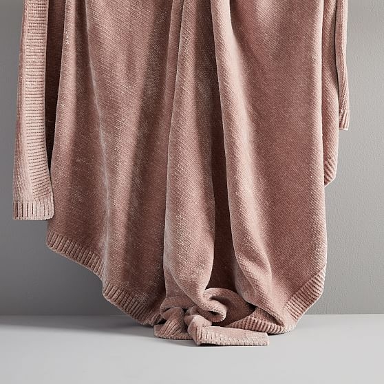 Luxe Chenille Throw, Set of 2, Dusty Blush, 50"x60" - Image 0