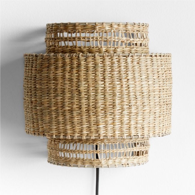 Nossa Natural Woven Plug In Wall Sconce Light - Image 0