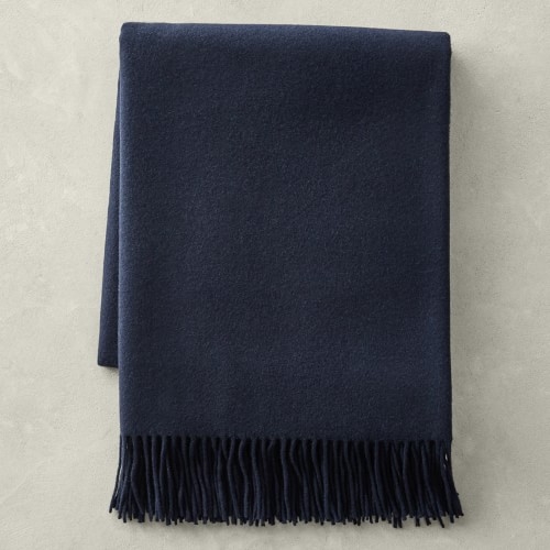 Solid Cashmere Throw, 50" X 65", Navy - Image 0