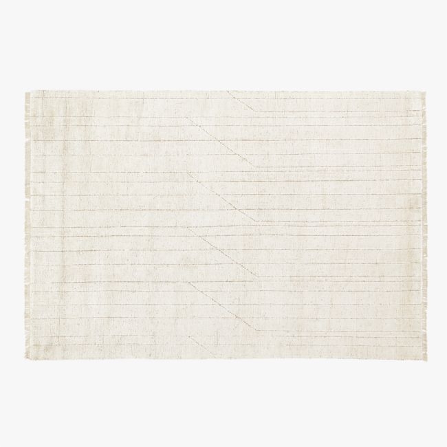 Kada Modern Hand-Knotted Viscose White Area Rug 6'x9' - Image 0