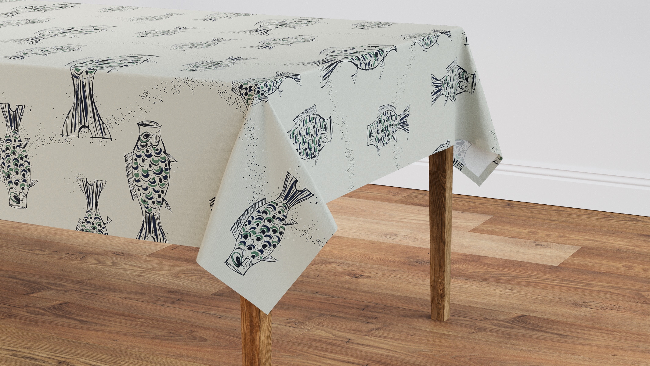 Tablecloth 56" x 90", Canvas Sakana, 56" x 90" - Image 0