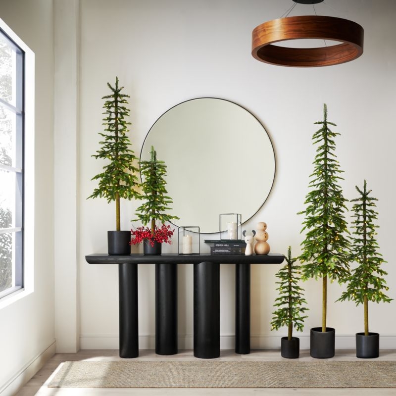 Potted Faux Slim Alpine Pre-Lit LED Tree with White Lights 5' - Image 2