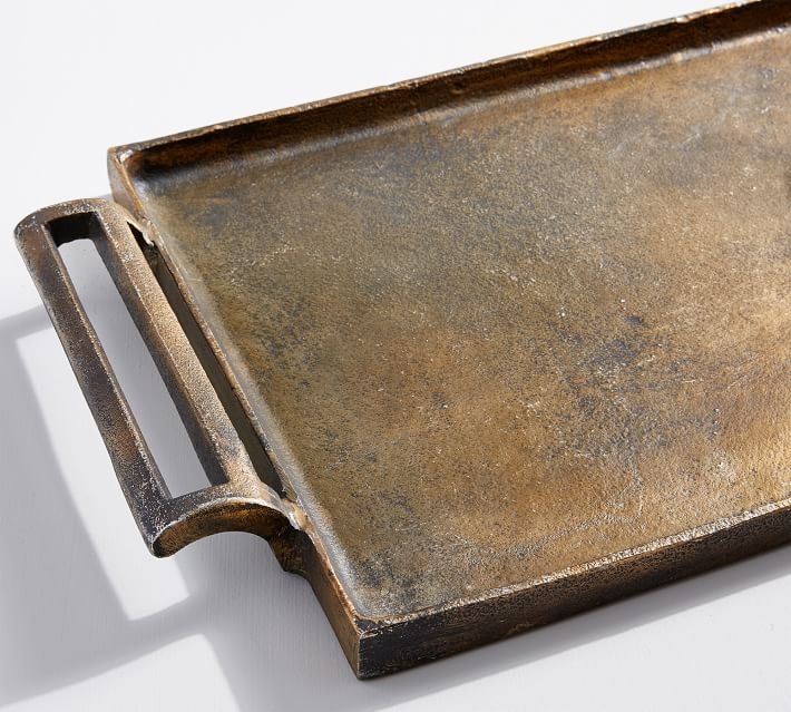 Metal Decorative Tray, Rectangle, Large, Gold - Image 11