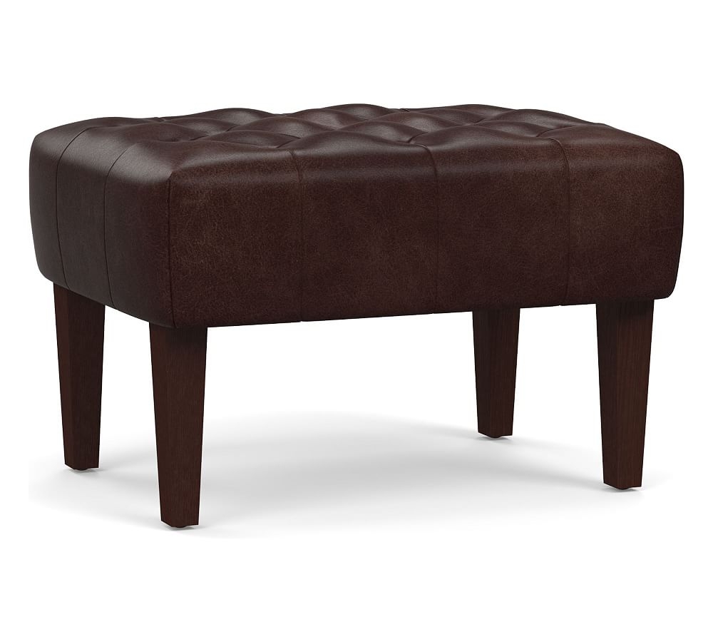 Champlain Leather Tufted Ottoman, Polyester Wrapped Cushions, Statesville Espresso - Image 0