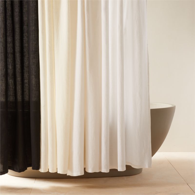 Ira Black Solid Linen Shower Curtain 72" - Image 2
