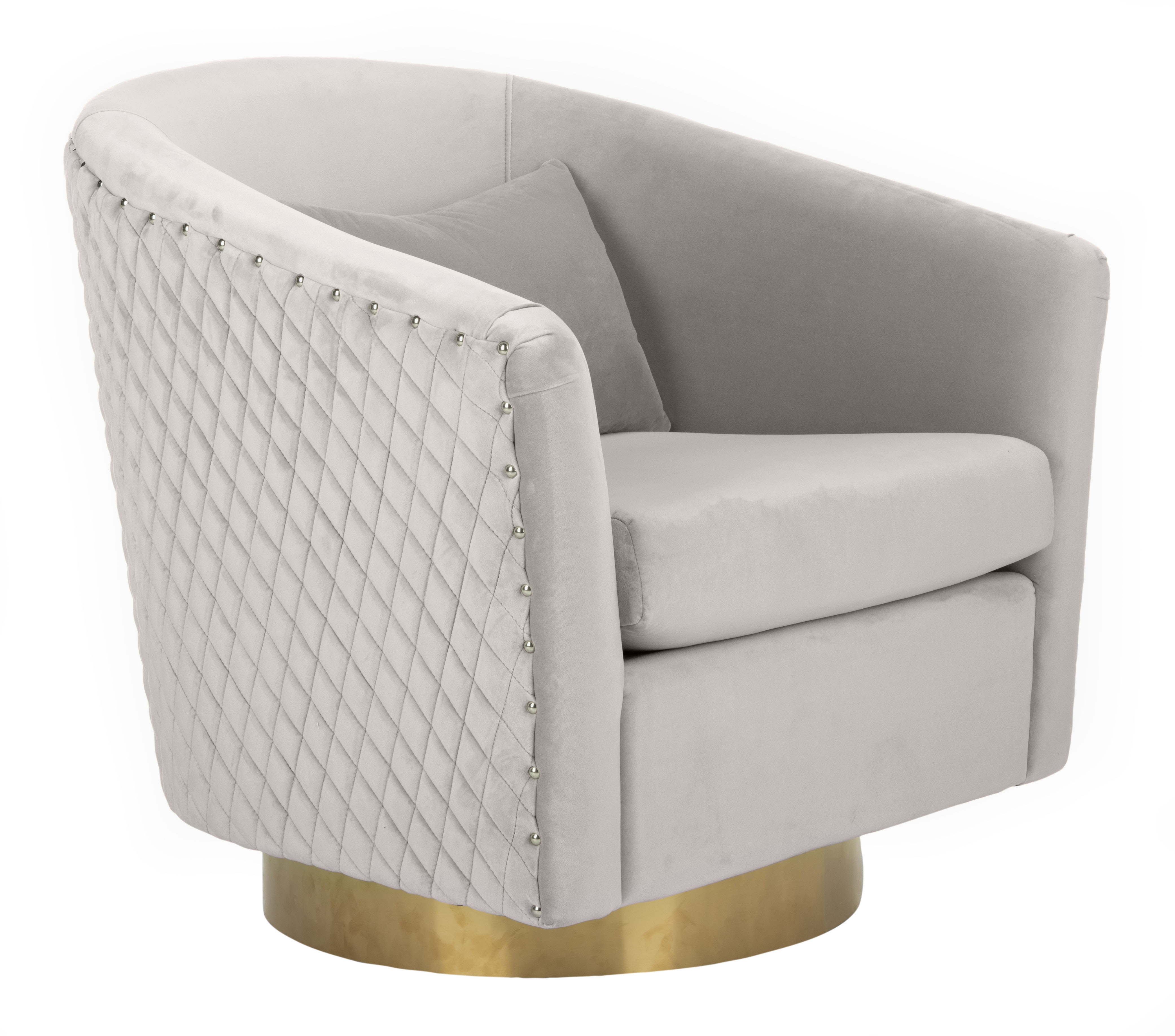 Clara Quilted Swivel Tub Chair - Pale Taupe - Safavieh - Image 3