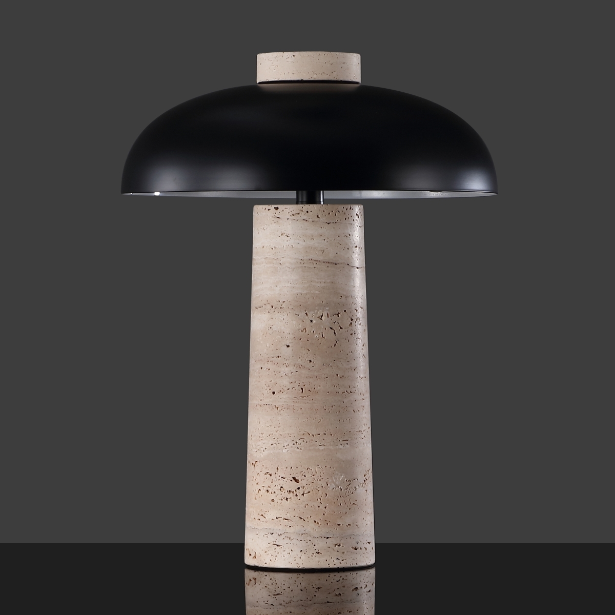 Safavieh Couture Giacomo Travertine Table Lamp - Travertine/Black - Image 0