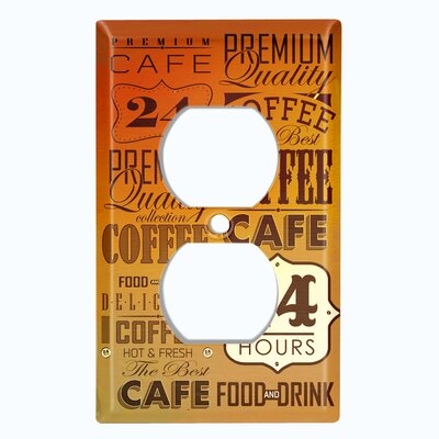 Metal Light Switch Plate Outlet Cover (Coffee Diner Sign Copper White - Single Duplex) - Image 0