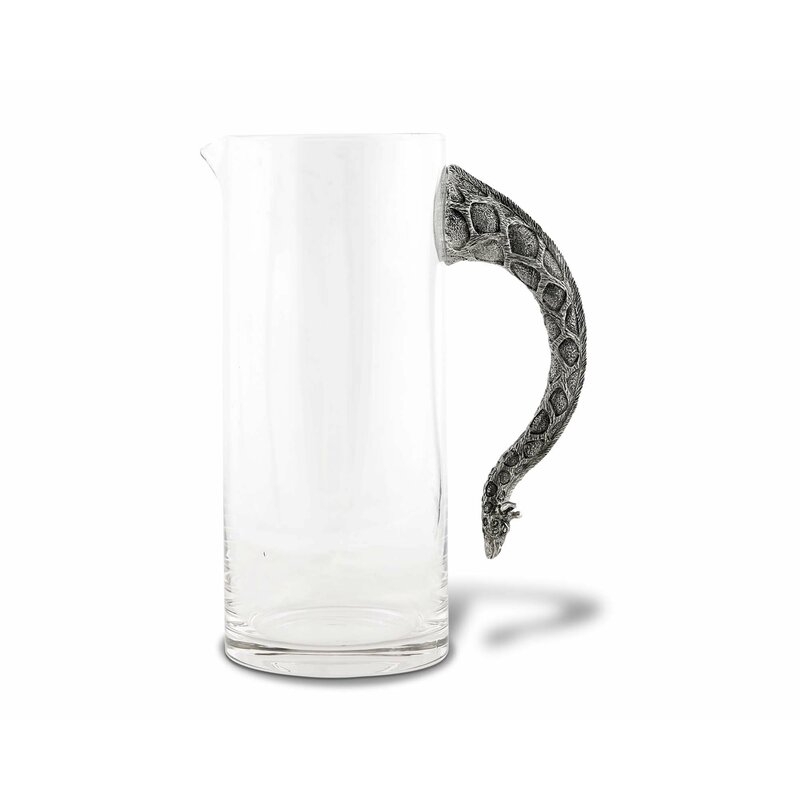 Vagabond House Safari Glass Pitcher with Pewter Giraffe Handle - Image 0