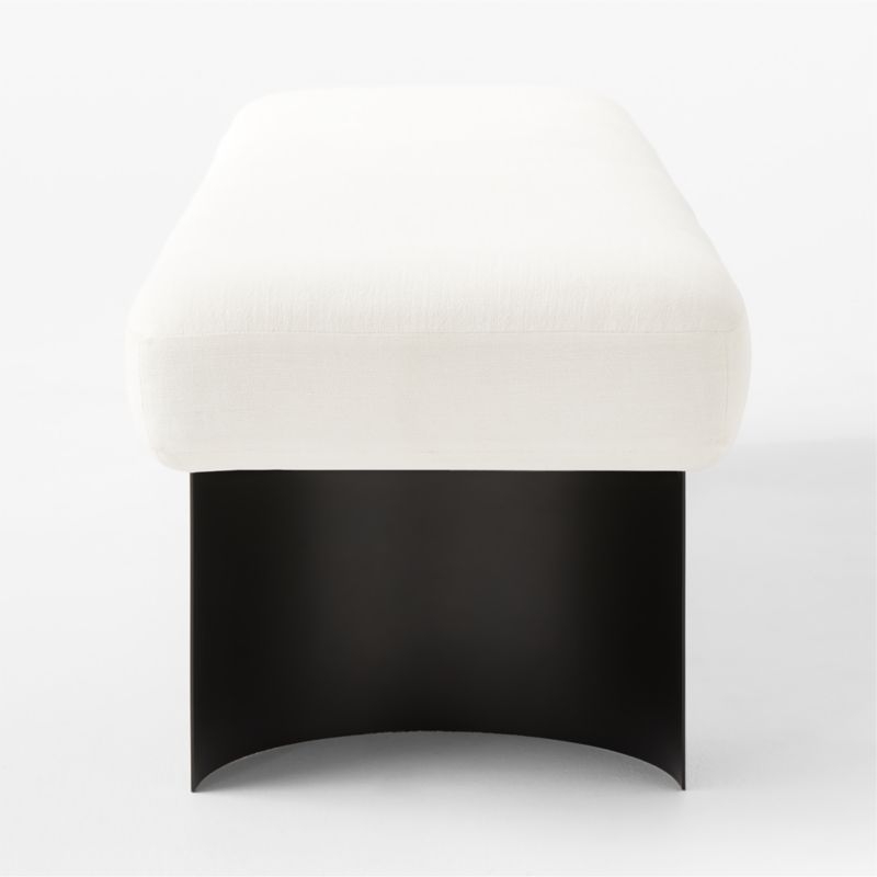 Argyle 63" White Linen Upholstered Bench - Image 2