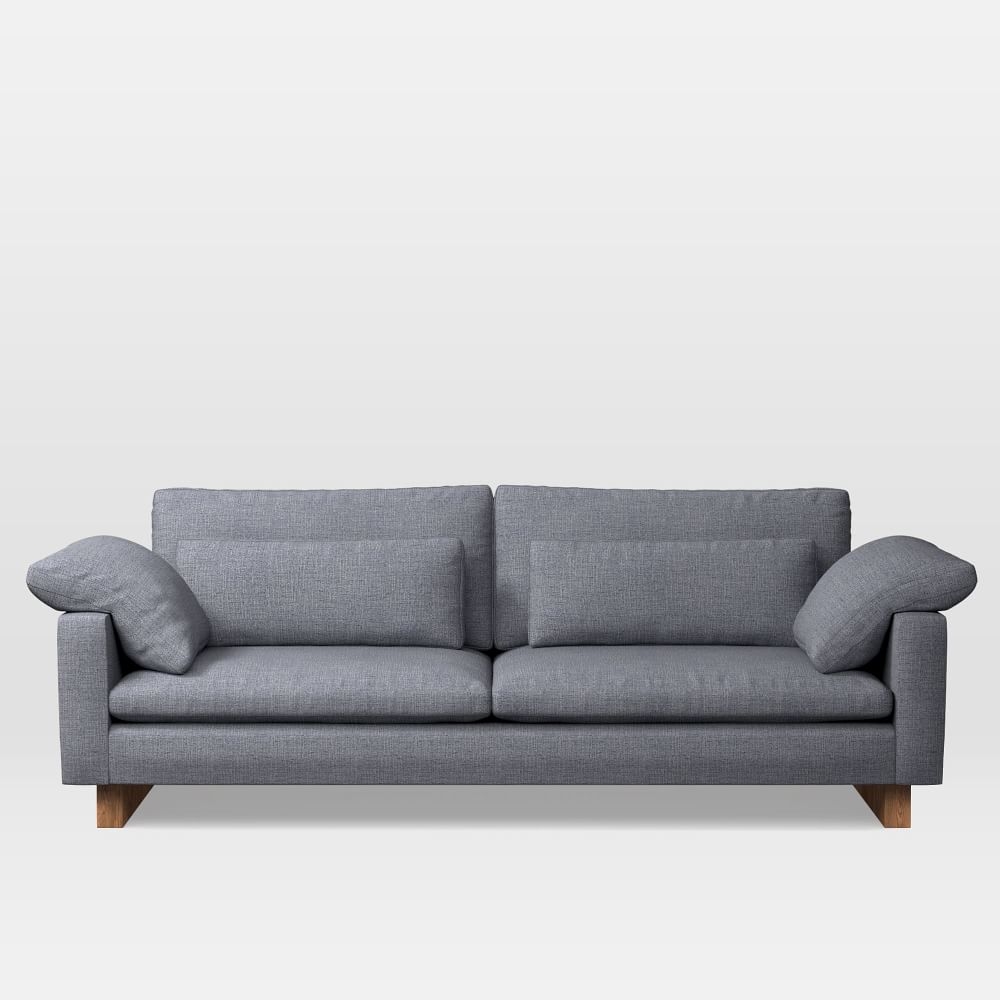 Harmony XL 92" Multi-Seat Sofa, Yarn Dyed Linen Weave, Graphite, Dark Walnut - Image 0