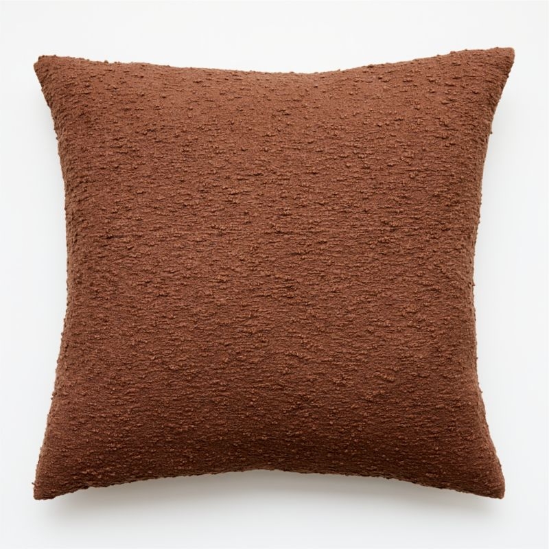 Boucle Pillow with Down-Alternative Insert, Mocha, 23" x 23" - Image 0