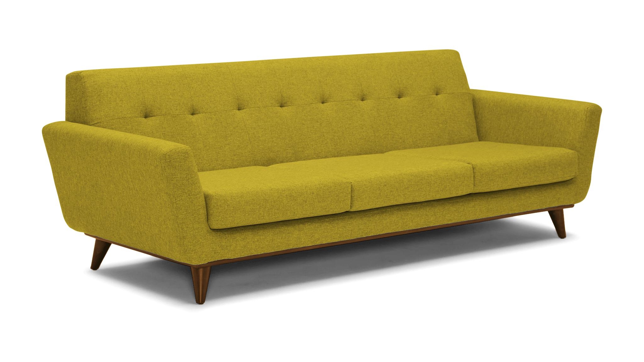 Yellow Hughes Mid Century Modern Grand Sofa - Bloke Goldenrod - Mocha - Image 1