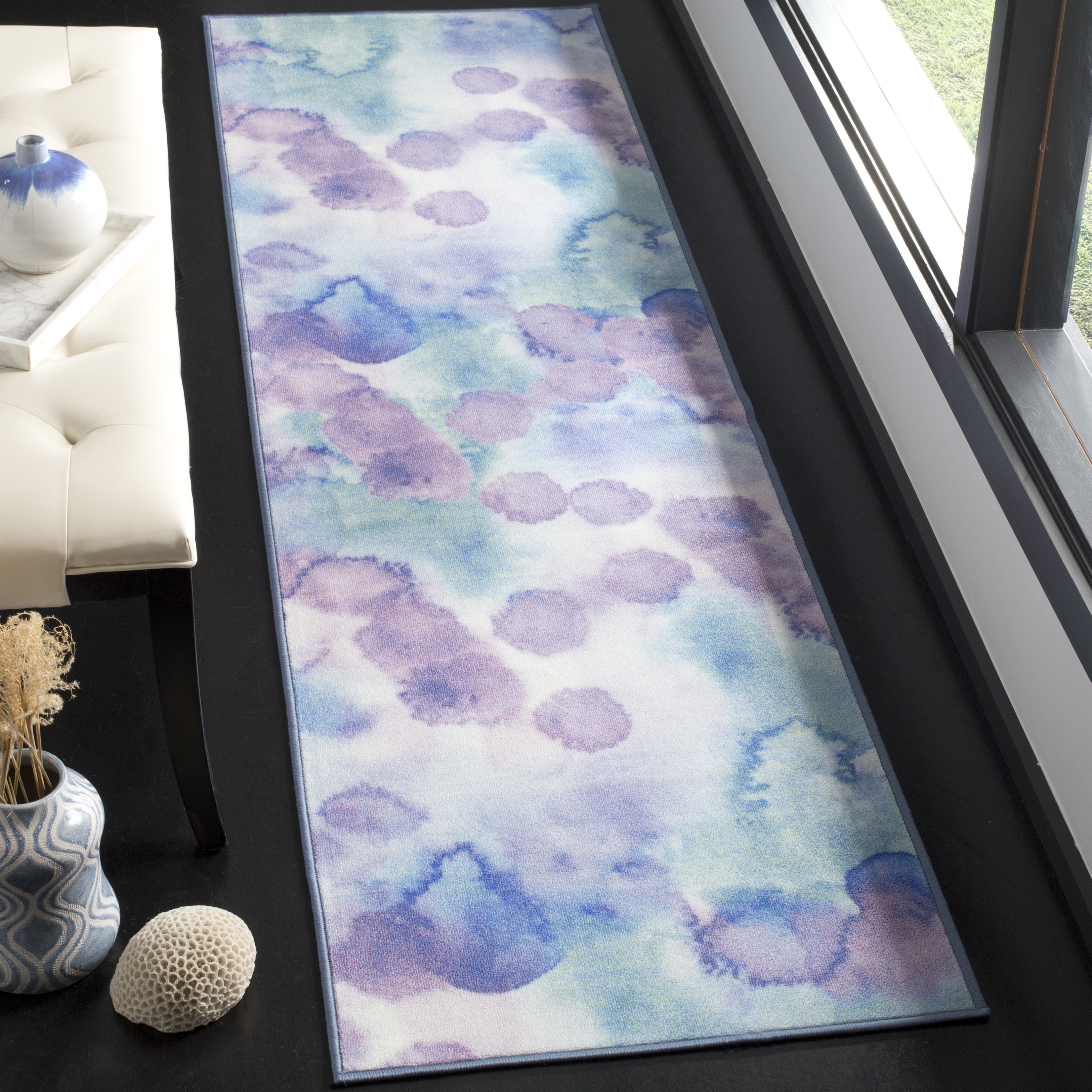 Arlo Home Woven Area Rug, PTB120C, Blue/Lavender,  2' 3" X 6' - Image 1