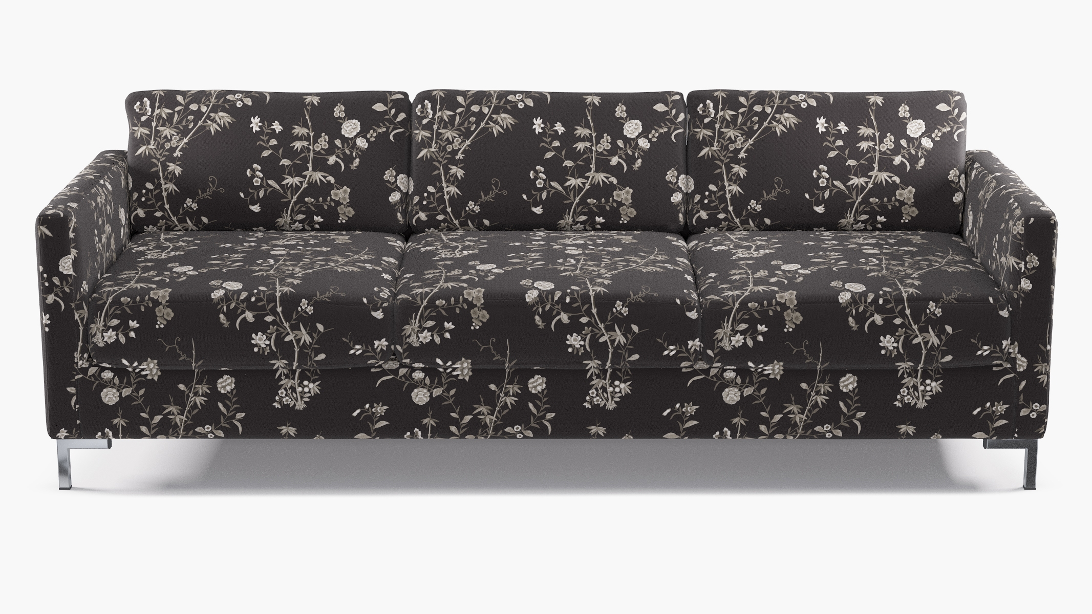 Modern Sofa, Black Bamboo Garden, Chrome - Image 0