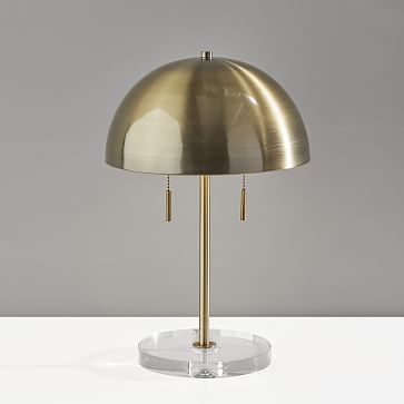 Glass Base Dome Table Lamp, Brass - Image 2