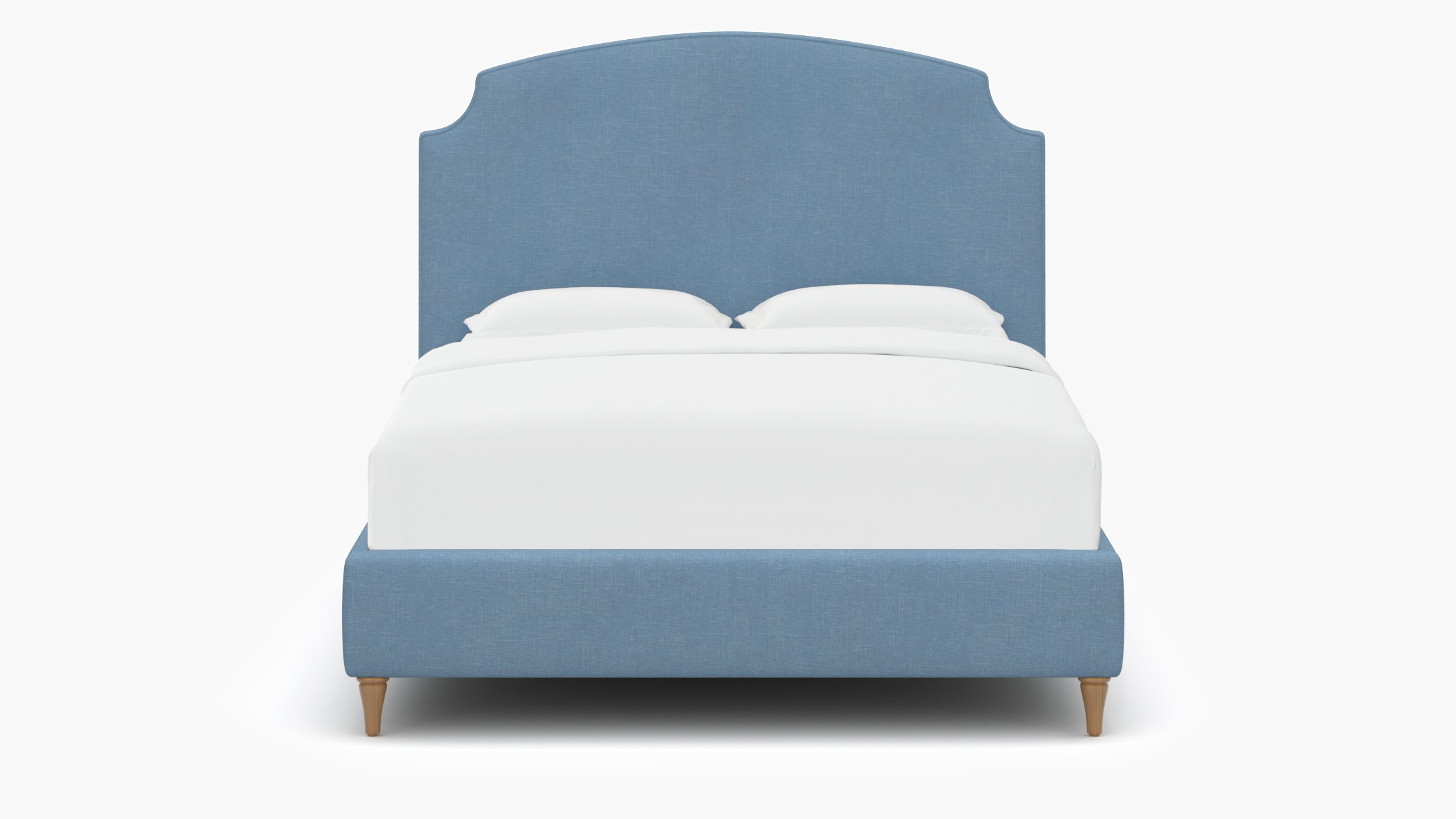 Cove Bed, French Blue Everyday Linen, Natural Decorative Tapered Leg, King - Image 0