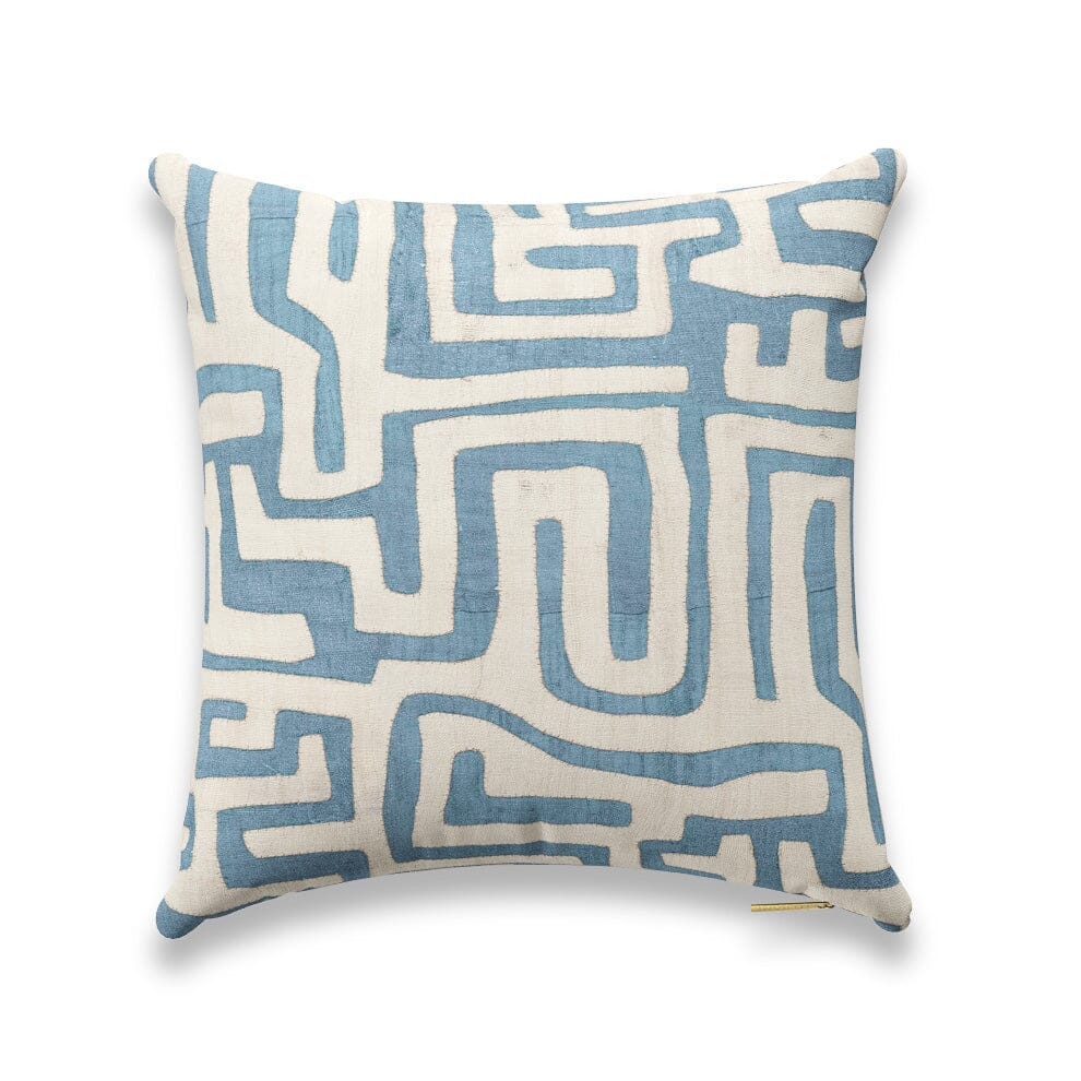 Indigo Classic Kuba Cloth Pillow by St. Frank | Blue | 20" W x 20" H | Cotton/Linen - Image 0