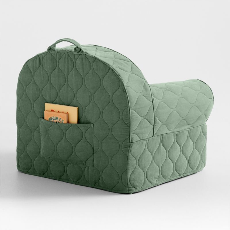 Large Iceberg Green Organic Cotton Quilted Corduroy Kids Lounge Nod Chair - Image 1