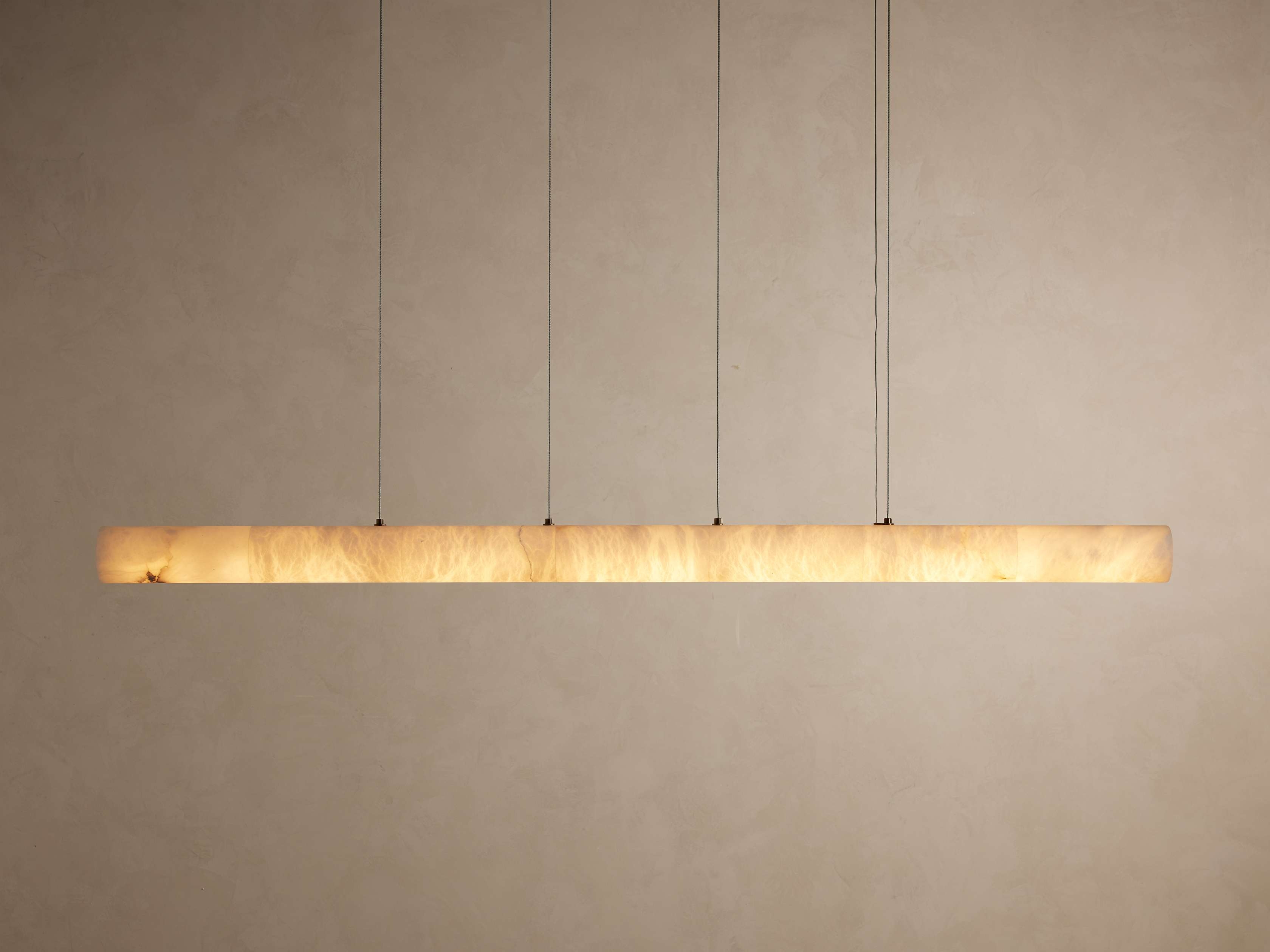 Halima Linear Chandelier in Stone 74" Brass - Image 0