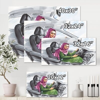 FDP35671_Arabian Woman Driving A Car II - Modern Canvas Wall Art Print - Image 0