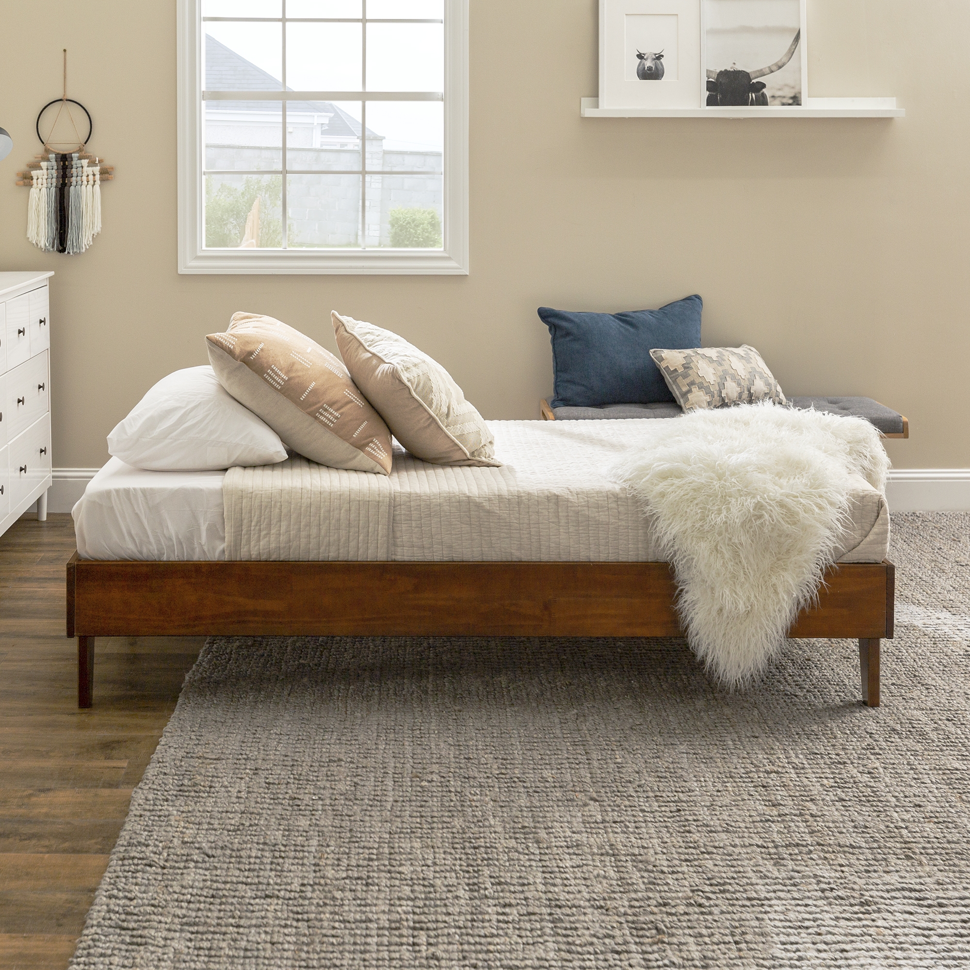 Solid Wood Twin Platform Bed - Walnut - Image 5