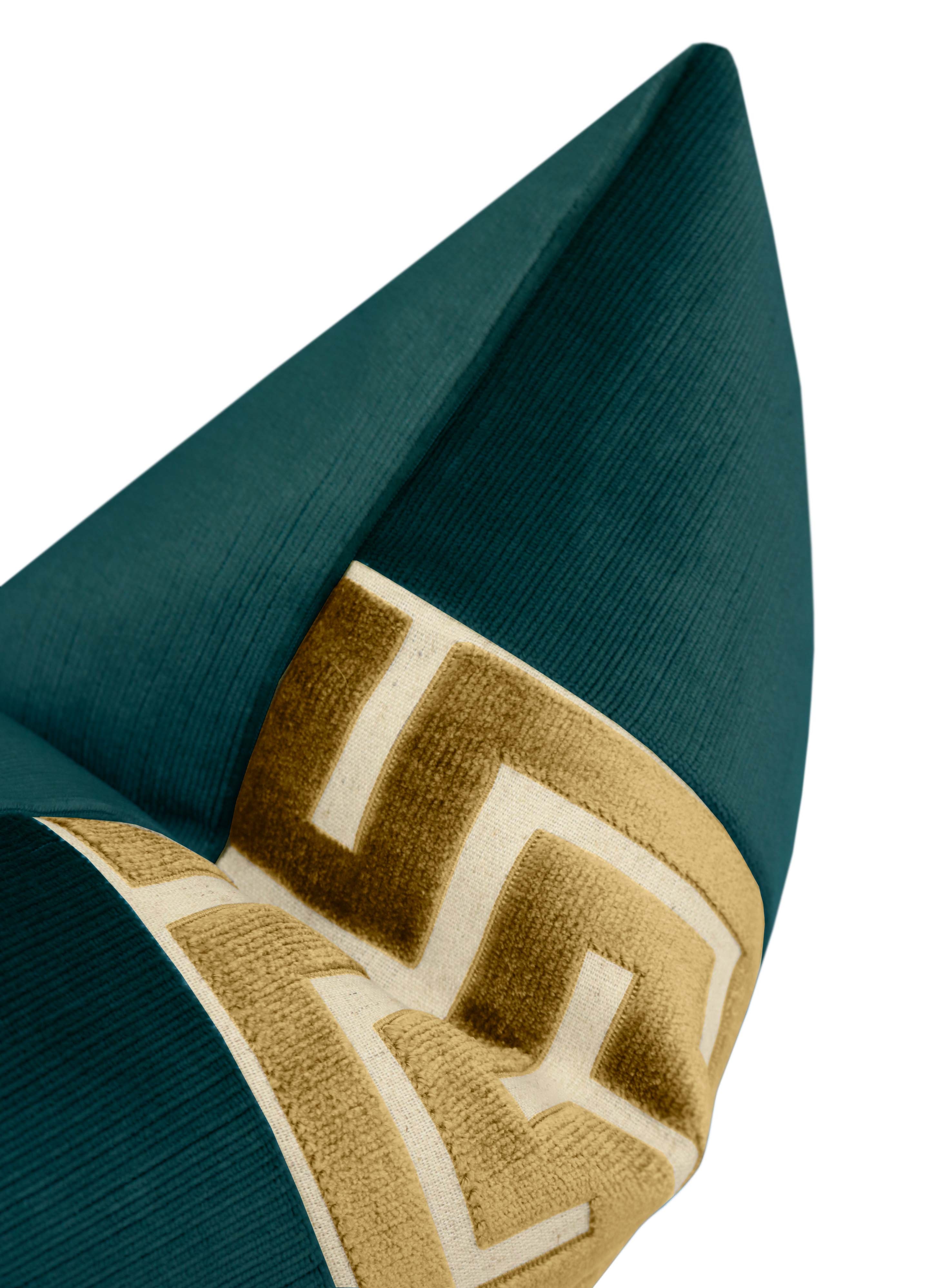 THE LITTLE LUMBAR :: STRIE VELVET // HARBOUR BLUE + MARRAKESH GREEK TRIM - SAMPLE 4" X 4" - Image 2